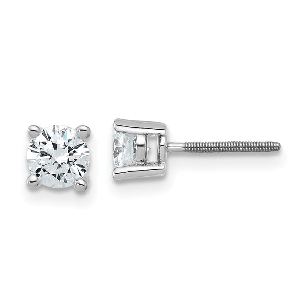 Platinum 3/4 ct Lab-Created Diamond VS+ F+, 4-Prong Screw-Back Stud Earrings