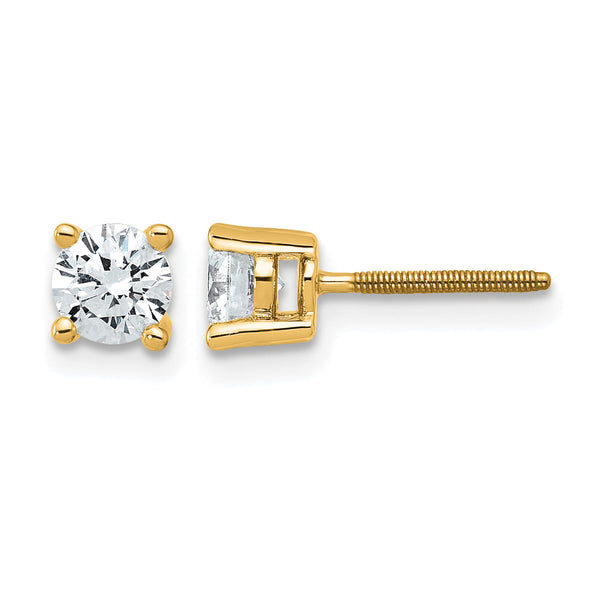 14K Yellow Gold 3/4 ct Certified Lab-Created Diamond VS/SI+ G+, 4-Prong Screw-Back Stud Earrings