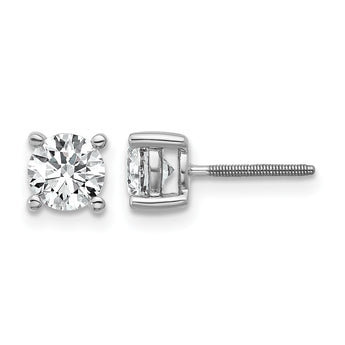 14K White Gold 1 ct Certified Lab-Created Diamond VS+ F+, 4-Prong Screw-Back Stud Earrings - Birthstone Company