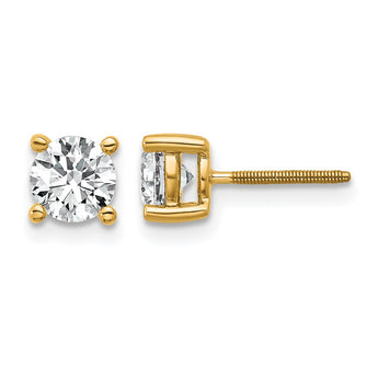 14K Yellow Gold 1 ct Certified Lab-Created Diamond VS+ F+, 4-Prong Screw-Back Stud Earrings - Birthstone Company