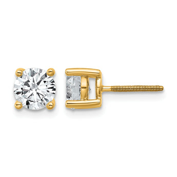 18K Yellow Gold 1/2 ct Lab-Created Diamond VS+ F+, 4-Prong Screw-Back Stud Earrings - Birthstone Company