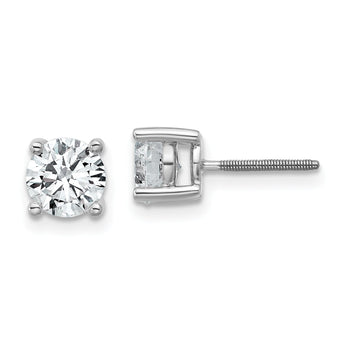 Platinum 1 1/2 ct Certified Lab-Created Diamond VS+ F+, 4-Prong Screw-Back Stud Earrings