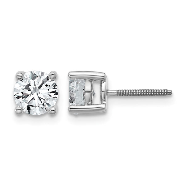 Platinum 1 1/2 ct Lab-Created Diamond VS+ F+, 4-Prong Screw-Back Stud Earrings - Birthstone Company