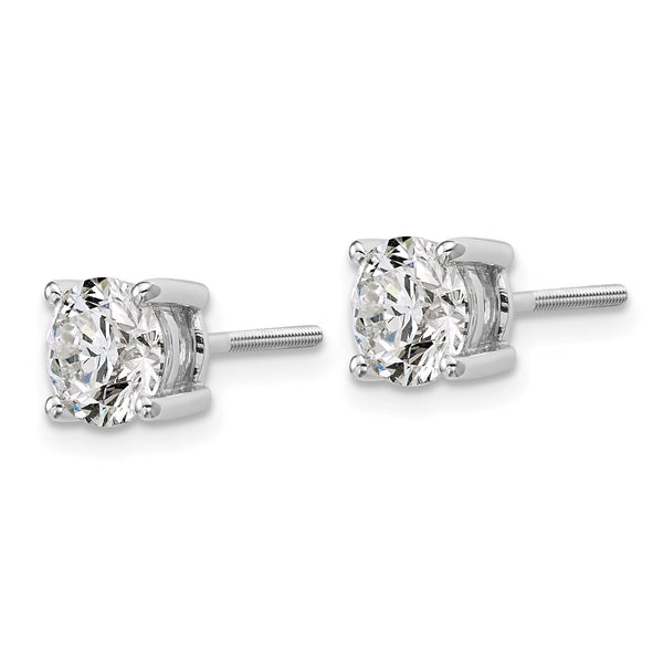 18K White Gold 4 ct Lab-Created Diamond VS+ F+, 4-Prong Screw-Back Stud Earrings