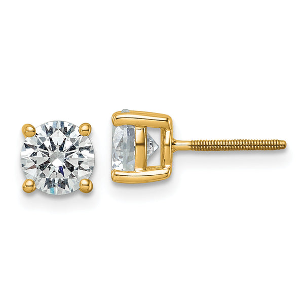 18K Yellow Gold 6 ct Lab-Created Diamond VS+ F+, 4-Prong Screw-Back Stud Earrings
