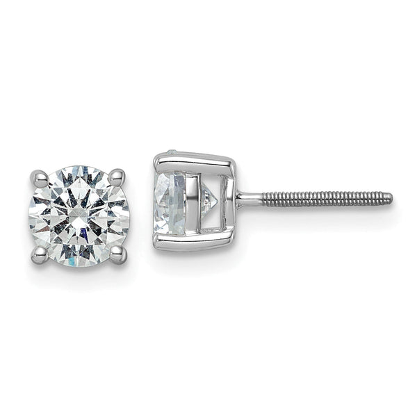 Platinum 2 1/2 ct Lab-Created Diamond VS+ F+, 4-Prong Screw-Back Stud Earrings