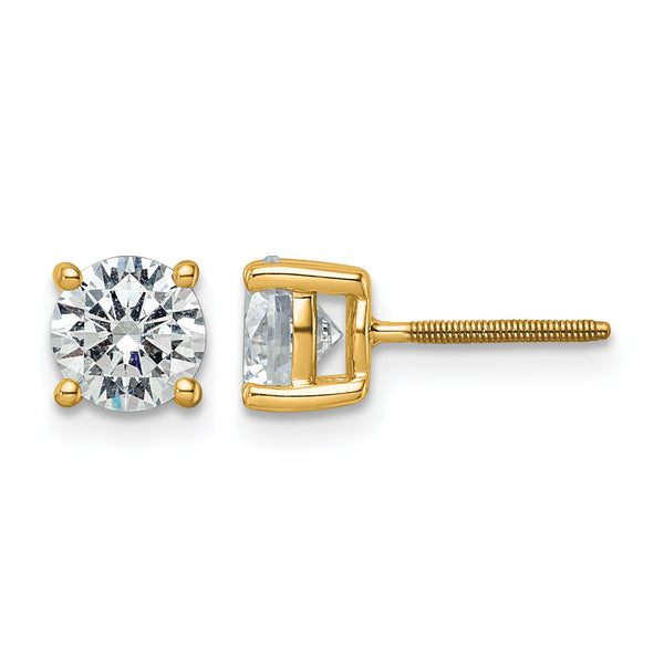 14K Yellow Gold 2 1/2 ct Lab-Created Diamond VS+ F+, 4-Prong Screw-Back Stud Earrings