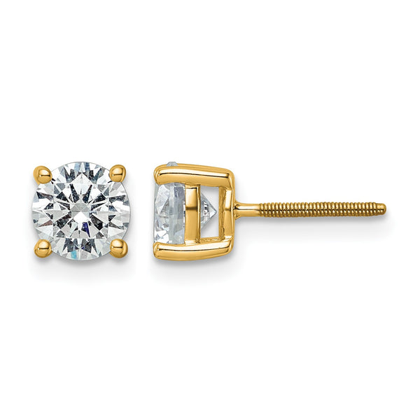 14K Yellow Gold 6 ct Lab-Created Diamond VS+ F+, 4-Prong Screw-Back Stud Earrings - Birthstone Company