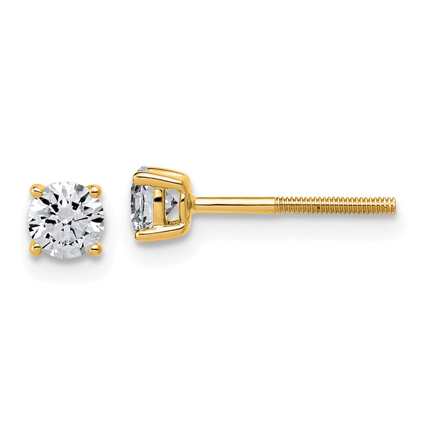 14K Yellow Gold 1/2 ct Lab-Created Diamond VS/SI+ G+, 4-Prong Screw-Back Stud Earrings