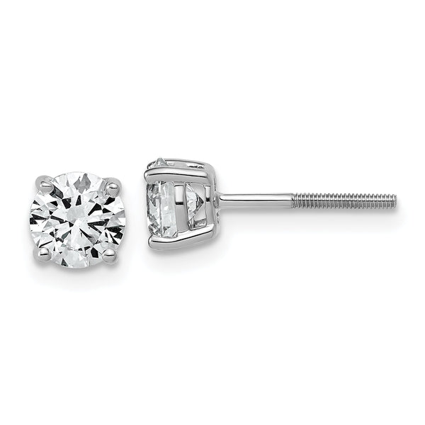 14K White Gold 1 1/2 ct Lab-Created Diamond VS/SI+ G+, 4-Prong Screw-Back Stud Earrings