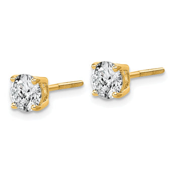 14K Yellow Gold 1 1/2 ct Lab-Created Diamond VS+ F+, 4-Prong Screw-Back Stud Earrings - Birthstone Company