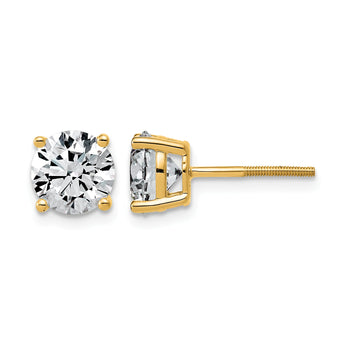 14K Yellow Gold 3 ct Lab-Created Diamond VS/SI+ G+, 4-Prong Screw-Back Stud Earrings - Birthstone Company