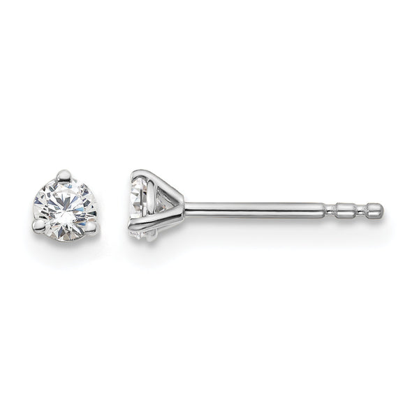 14K White Gold 1/5 ct Lab-Created Diamond VS/SI+ G+, 3-Prong Stud Earrings