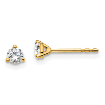 18k 1/4 carat Lab Grown Diamond VS+ F+ Round Complete Three Prong Stud Earrings