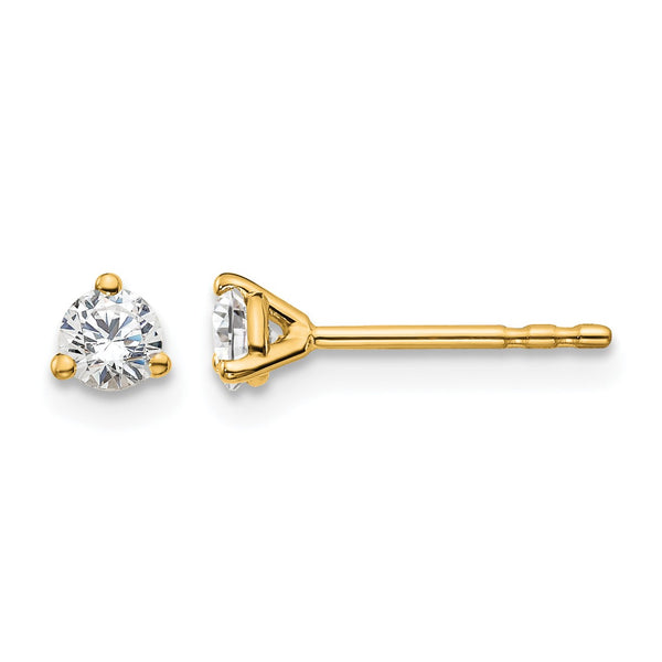 18k 1/4 carat Lab Grown Diamond VS+ F+ Round Complete Three Prong Stud Earrings - Birthstone Company