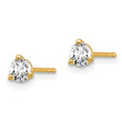 18K Yellow Gold 1/3 ct Lab-Created Diamond VS+ F+, 3-Prong Stud Earrings - Birthstone Company