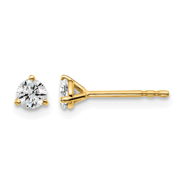 18K Yellow Gold 1/3 ct Lab-Created Diamond VS+ F+, 3-Prong Stud Earrings - Birthstone Company
