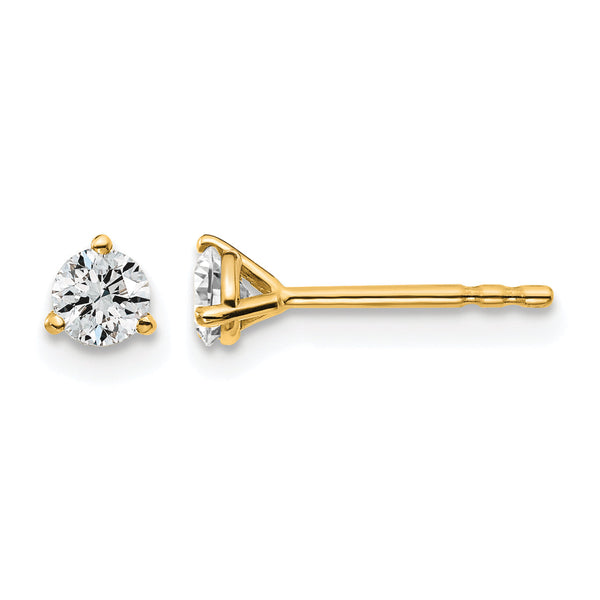 14K Yellow Gold 1/3 ct Lab-Created Diamond VS/SI+ G+, 3-Prong Stud Earrings