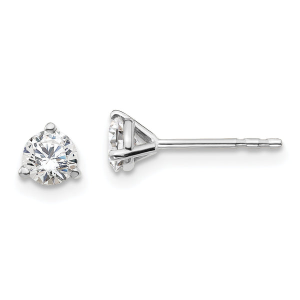 18k White Gold 1/2 carat Lab Grown Diamond VS+ F+ Round Complete Three Prong Stud Earrings
