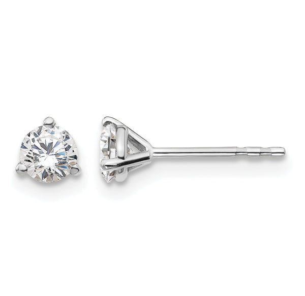 14K White Gold 1/2 ct Certified Lab-Created Diamond VS+ F+, 3-Prong Stud Earrings