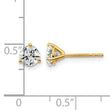 14K Yellow Gold 1 ct Certified Lab-Created Diamond VS/SI+ G+, 3-Prong Stud Earrings - Birthstone Company