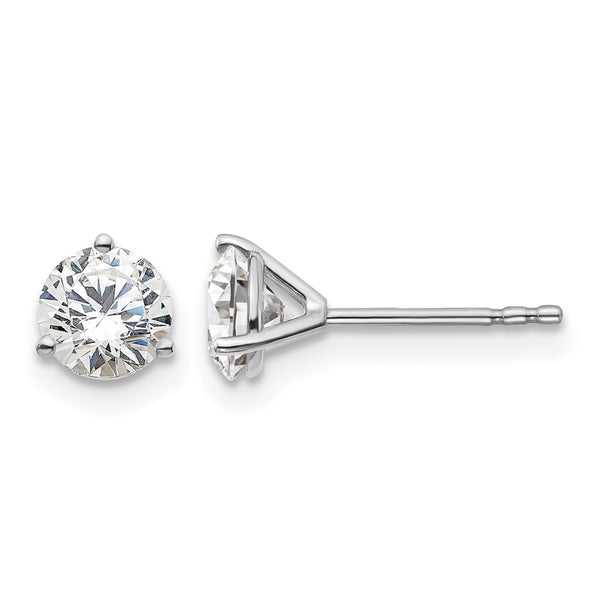 14k White Gold 1 1/4 ctw Lab Grown Diamond VS+ F+ Round 3 Prong Heavy Wt. Stud Earrings - Birthstone Company