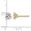 14k Yellow Gold 1 1/4 ctw Lab Grown Diamond VS+ F+ Round 3 Prong Heavy Wt. Stud Earrings - Birthstone Company