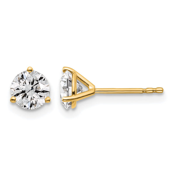 14k Yellow Gold 1 1/4 ctw Lab Grown Diamond VS+ F+ Round 3 Prong Heavy Wt. Stud Earrings - Birthstone Company