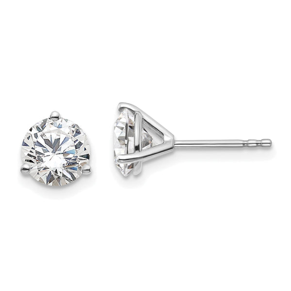 18K White Gold 2 1/2 ct Lab-Created Diamond VS+ F+, 3-Prong Stud Earrings