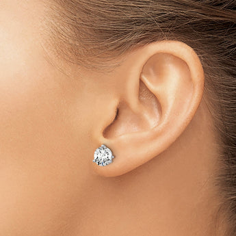 14K White Gold 2 1/2 ct Lab-Created Diamond VS+ F+, 3-Prong Stud Earrings - Birthstone Company