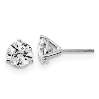 18k White Gold 3 carat Certified Lab Grown Diamond VS+ F+ Round Complete Three Prong Stud Earrings