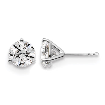 14K White Gold 3 ct Certified Lab-Created Diamond VS/SI+ G+, 3-Prong Stud Earrings - Birthstone Company