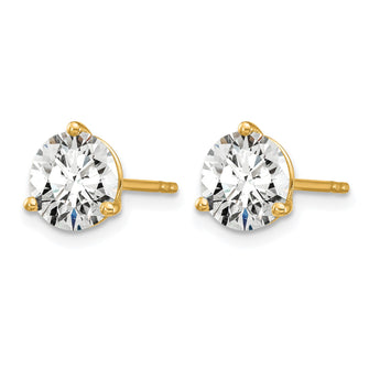 14K Yellow Gold 3 ct Certified Lab-Created Diamond VS/SI+ G+, 3-Prong Stud Earrings - Birthstone Company