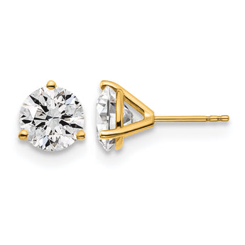 14K Yellow Gold 4 ct Certified Lab-Created Diamond VS/SI+ G+, 3-Prong Stud Earrings