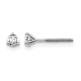 14K White Gold 1/5 ct Certified Lab-Created Diamond VS/SI+ G+, 3-Prong Screw-Back Stud Earrings - Birthstone Company