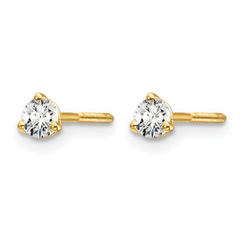 14K Yellow Gold 1/5 ct Lab-Created Diamond VS/SI+ G+, 3-Prong Screw-Back Stud Earrings - Birthstone Company