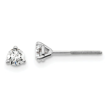 Platinum 1/4 carat Lab Grown Diamond VS+ F+ Round Complete Three Prong Screwback Stud Earrings