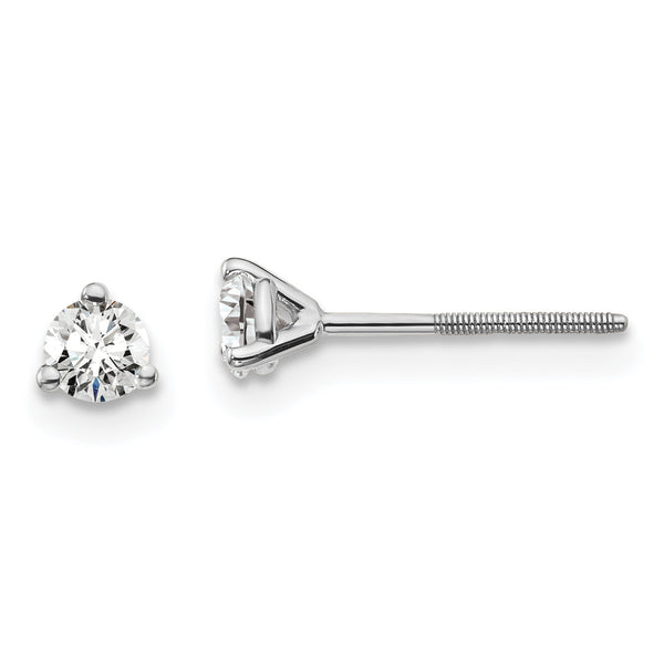 Platinum 1/4 carat Lab Grown Diamond VS+ F+ Round Complete Three Prong Screwback Stud Earrings