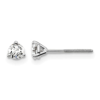 Platinum 1/4 ct Certified Lab-Created Diamond VS+ F+, 3-Prong Screw-Back Stud Earrings - Birthstone Company