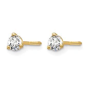 14K Yellow Gold 1/4 ct Certified Lab-Created Diamond VS/SI+ G+, 3-Prong Screw-Back Stud Earrings - Birthstone Company