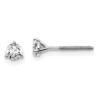 Platinum 1/3 ct Lab-Created Diamond VS+ F+, 3-Prong Screw-Back Stud Earrings