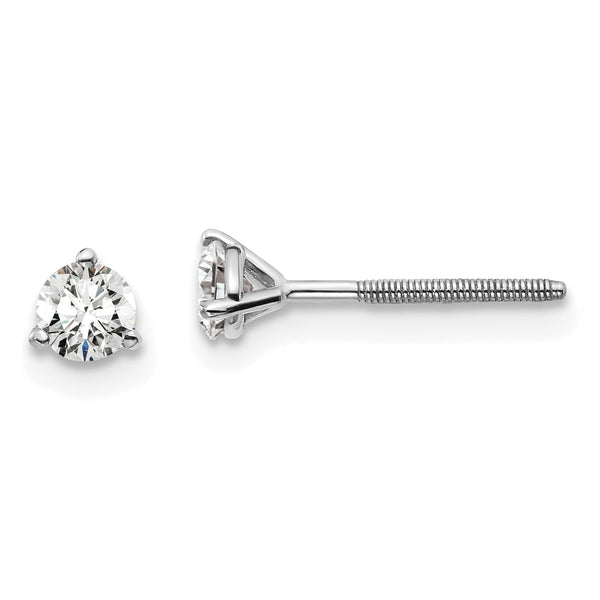 Platinum 1/3 ct Certified Lab-Created Diamond VS+ F+, 3-Prong Screw-Back Stud Earrings