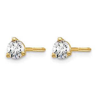 14K Yellow Gold 1/3 ct Certified Lab-Created Diamond VS/SI+ G+, 3-Prong Screw-Back Stud Earrings - Birthstone Company