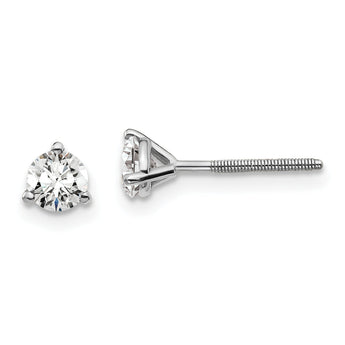 Platinum 1/2 ct Lab-Created Diamond VS+ F+, 3-Prong Screw-Back Stud Earrings