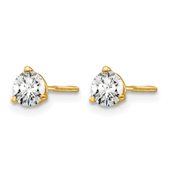 14K Yellow Gold 1/2 ct Certified Lab-Created Diamond VS+ F+, 3-Prong Screw-Back Stud Earrings - Birthstone Company