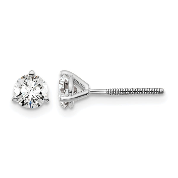 14K White Gold 5/8 ct Certified Lab-Created Diamond VS+ F+, 3-Prong Screw-Back Stud Earrings - Birthstone Company