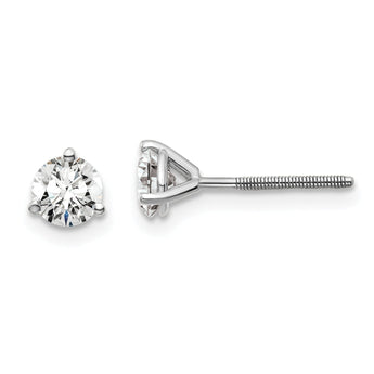 Platinum 3/4 ct Certified Lab-Created Diamond VS+ F+, 3-Prong Screw-Back Stud Earrings