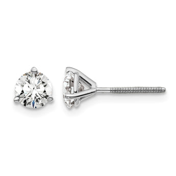 Platinum 1 ct Certified Lab-Created Diamond VS+ F+, 3-Prong Screw-Back Stud Earrings - Birthstone Company
