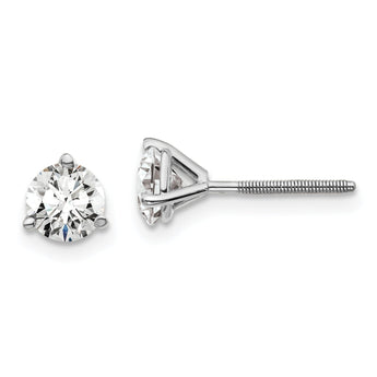Platinum 1 ct Lab-Created Diamond VS+ F+, 3-Prong Screw-Back Stud Earrings