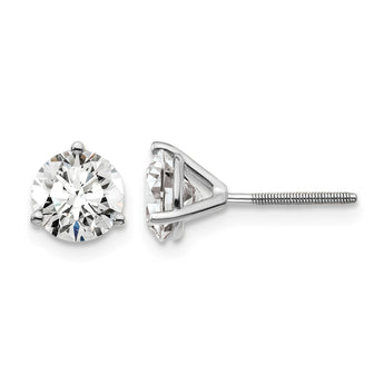 Platinum 1 1/2 ct Certified Lab-Created Diamond VS+ F+, 3-Prong Screw-Back Stud Earrings - Birthstone Company